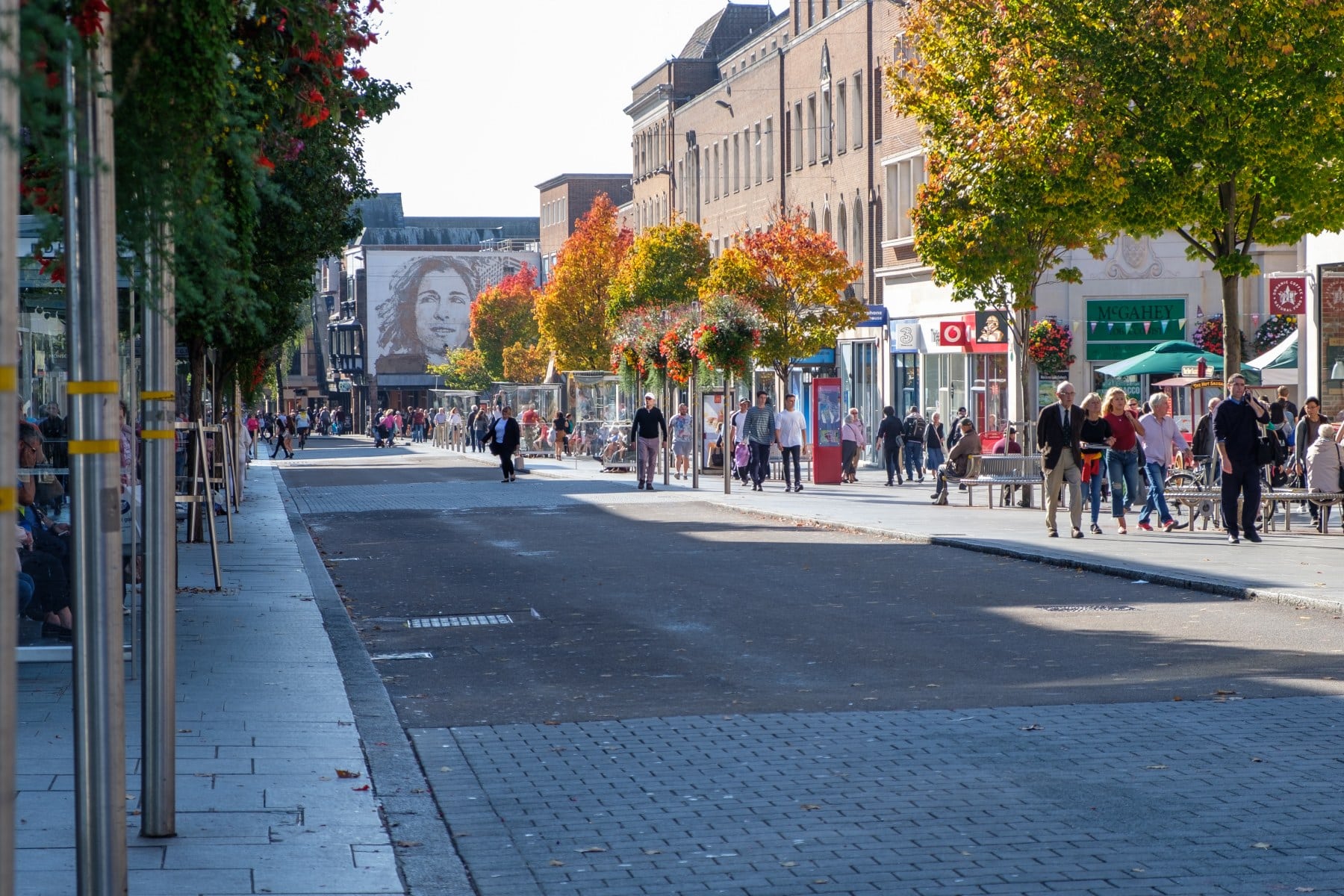 Exeter high street in the Autumn time
