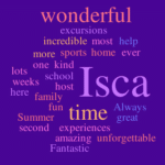 A word cloud showing all the words that students have said about the Isca School of English